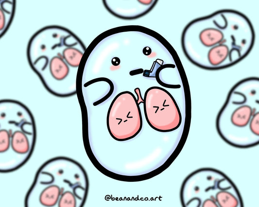 Asthma bean sticker- 5cm gloss sticker- chronic illness awareness- asthma/ lung problems