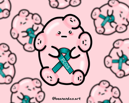 PCOS bean sticker- 5cm gloss sticker- chronic illness awareness- polycystic ovary syndrome