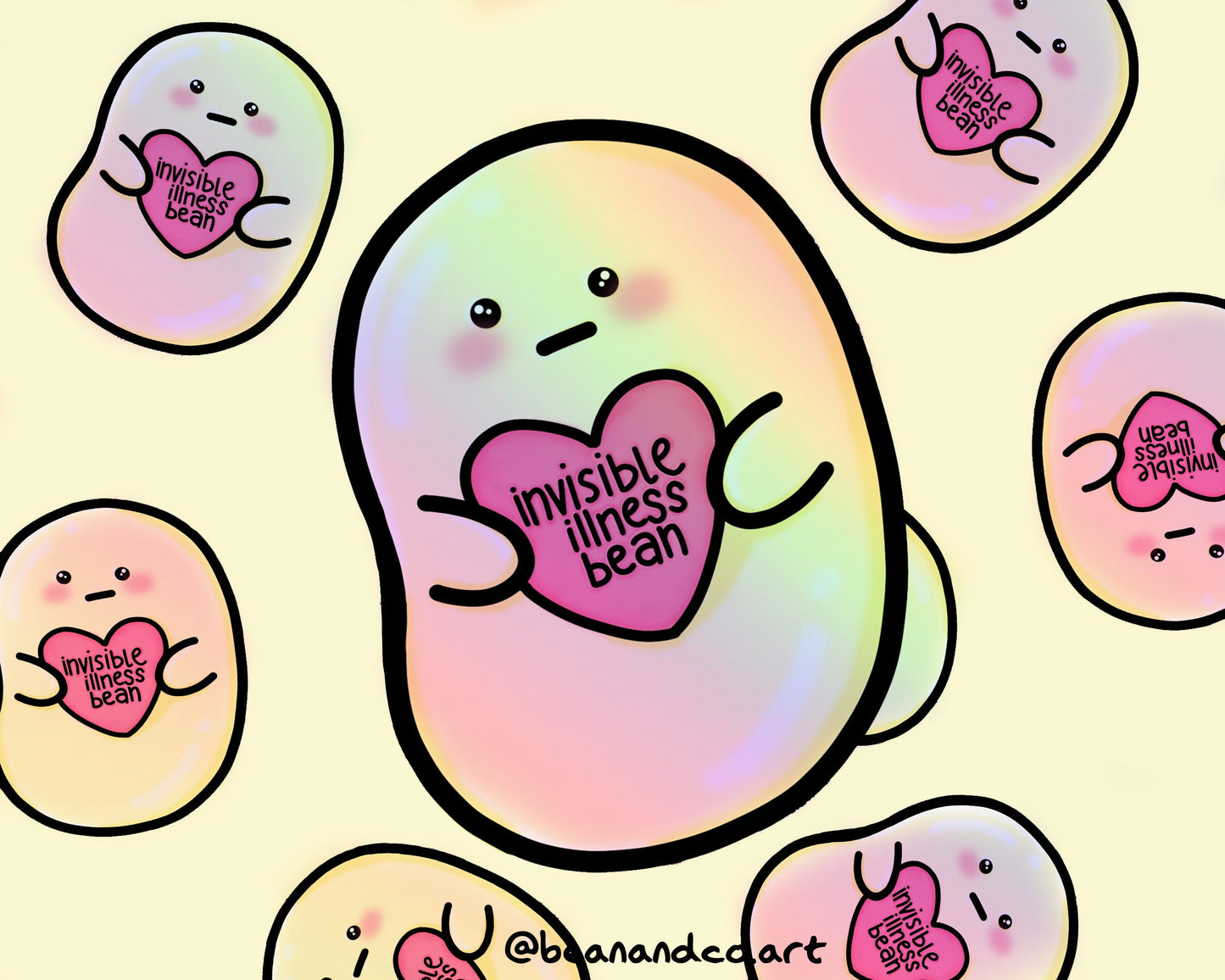 Holographic Invisible illness bean sticker- 5cm gloss sticker- chronic illness awareness- lupus/endometriosis/IBD/IBS/IC/Mental illness