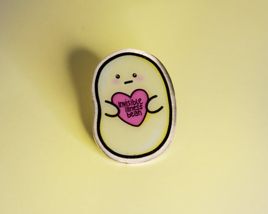 Invisible illness bean eco metal pin- 30mm pin badge- chronic illness awareness- lupus/endometriosis/IBD/IBS/IC/Mental illness