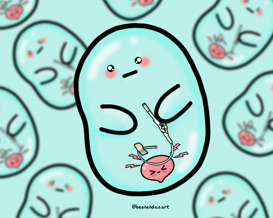 Suprapubic cathter bean sticker- 5cm gloss sticker- bladder retention, bladder condition, fowlers syndrome awareness