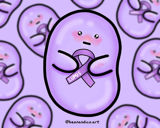 Lupus awareness sticker- 4cm gloss sticker- lupus awareness sticker bean