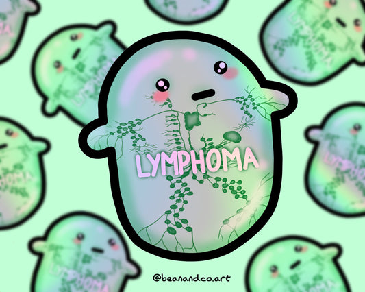 Rainbow Lymphoma cancer awareness bean- 5cm holographic sticker- hodgkins and non hodgkins lymphoma awareness