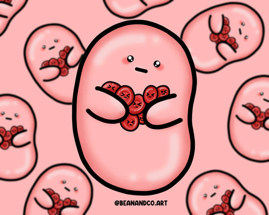Anaemia/blood disorder awareness bean sticker- 5cm gloss sticker- red blood cells