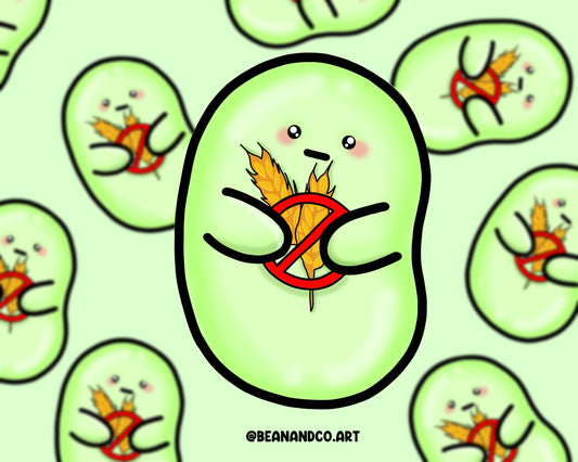 Celiac/coeliac disease awareness bean sticker- 5cm gloss sticker- autoimmune disorder, celiac bean