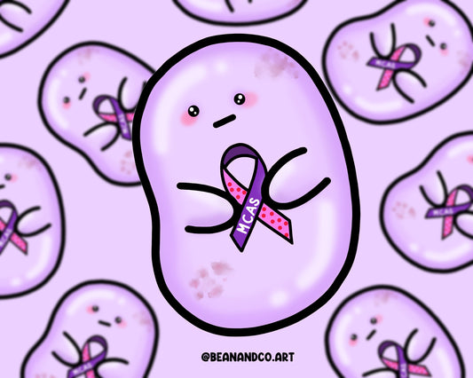 Mast Cell Activation Syndrome (MCAS) awareness bean sticker- 5cm gloss sticker