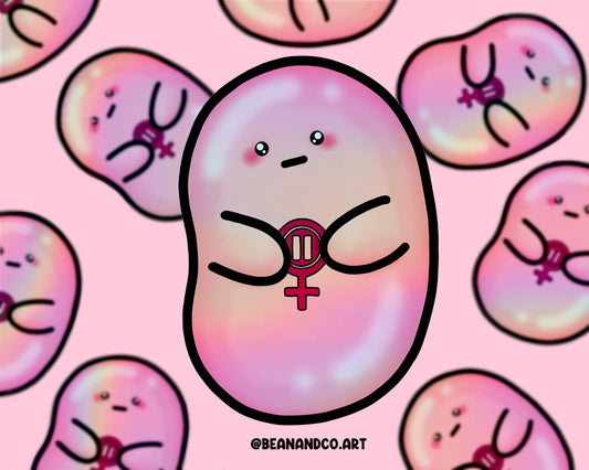 Holographic Menopause awareness bean sticker- 5cm rainbow sticker