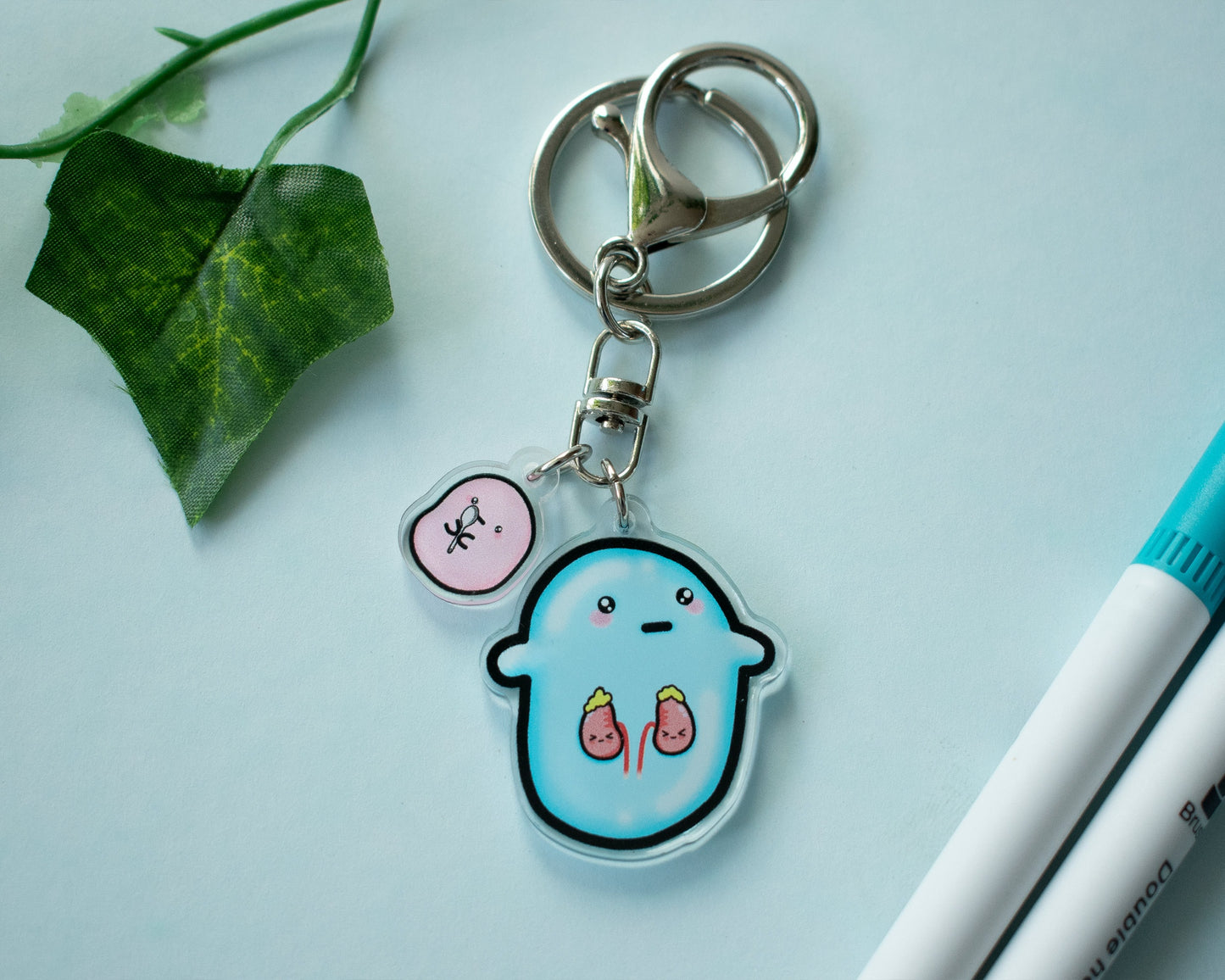 Adrenal insuffiency/ Addison's disease bean 1.5" acrylic charm keyring/keychain- lobster hook clasp and mini spoonie bean charm