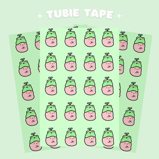 Frog bean design tubie tape- ng/nj hypafix tape sheet with 5 strips, perfect for feeding tubes, oxygen cannulas, port dressings