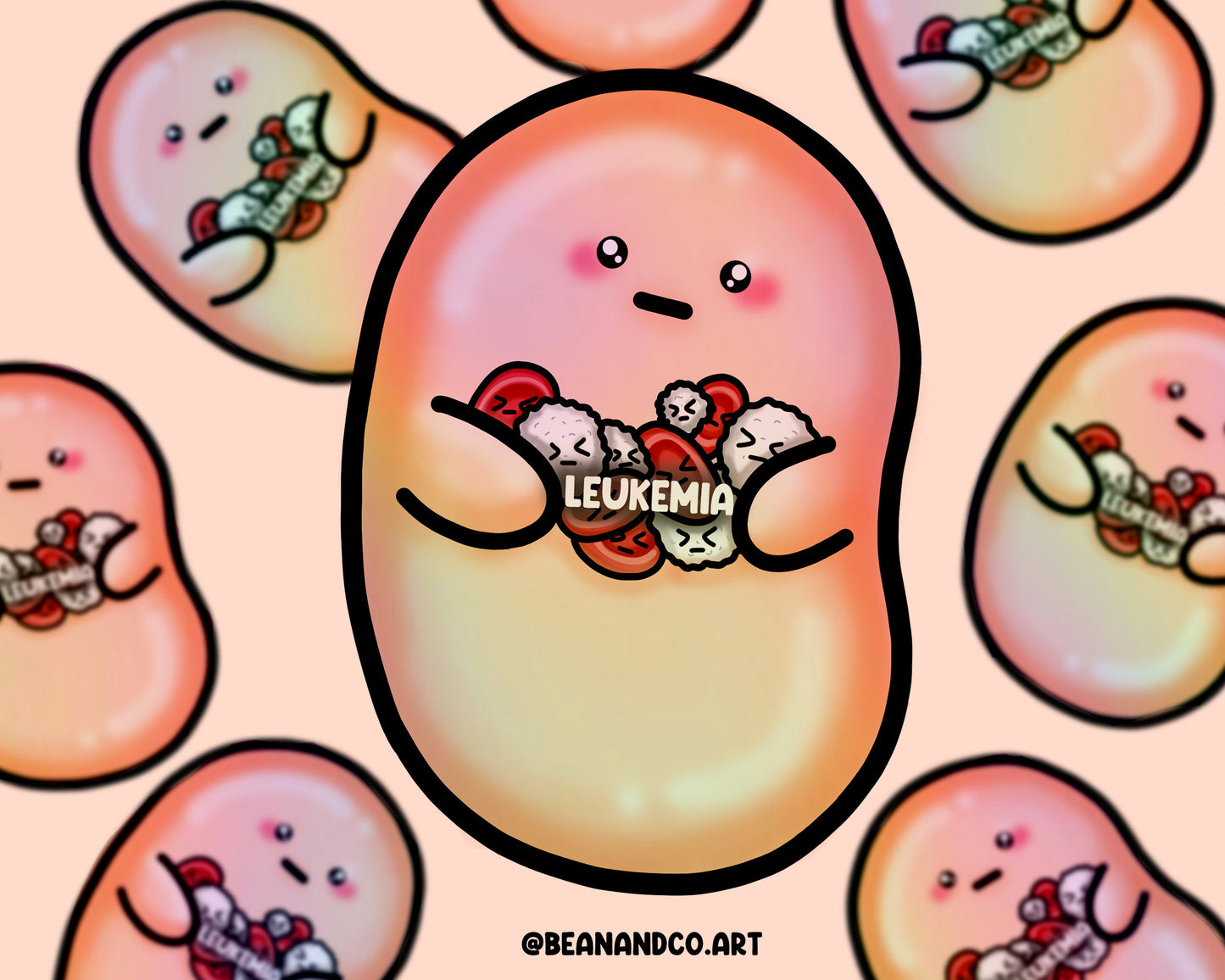 Holographic Leukemia awareness bean sticker- 5cm rainbow sticker- blood cancer, Lymphocytic Leukemia