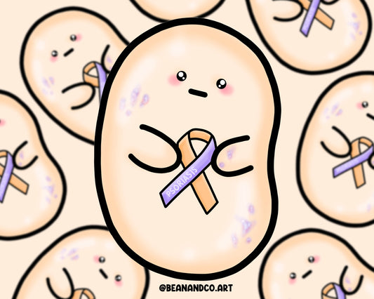 Psoriasis awareness bean sticker- 5cm gloss sticker- skin condition awareness