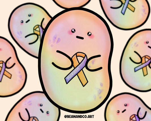 Holographic Psoriasis awareness bean sticker- 5cm rainbow sticker- skin condition awareness