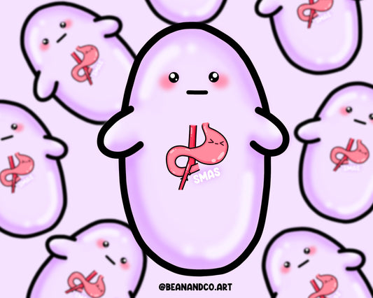 SMAS awareness bean sticker- 5cm gloss sticker- Superior Mesenteric Artery Syndrome